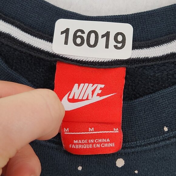 Nike Sweater Womens Medium Black Splatter Crew Neck Pullover Sweatshirt Swoosh - Picture 7 of 9